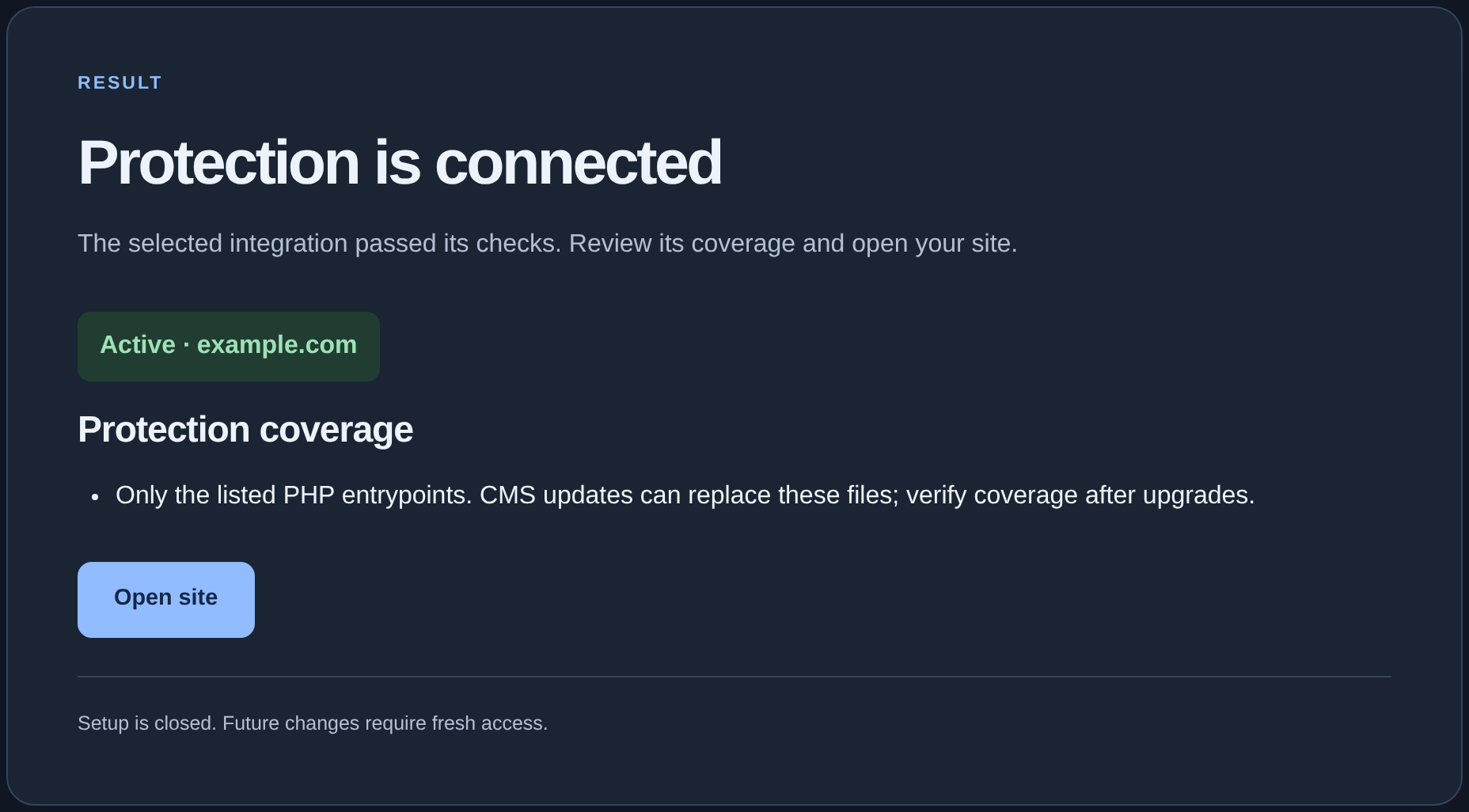 Protection connected and coverage description