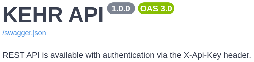 Header of the actual public KEHR API documentation