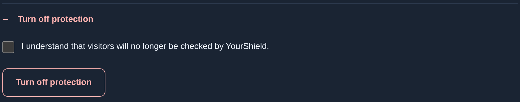 Hosting: Turn off protection, confirmation and button