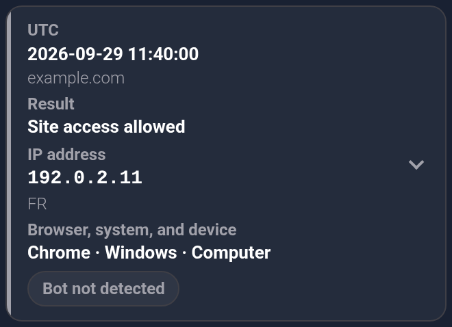 Site access allowed and Bot not detected