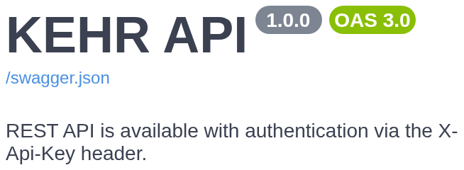 Header of the actual public KEHR API documentation