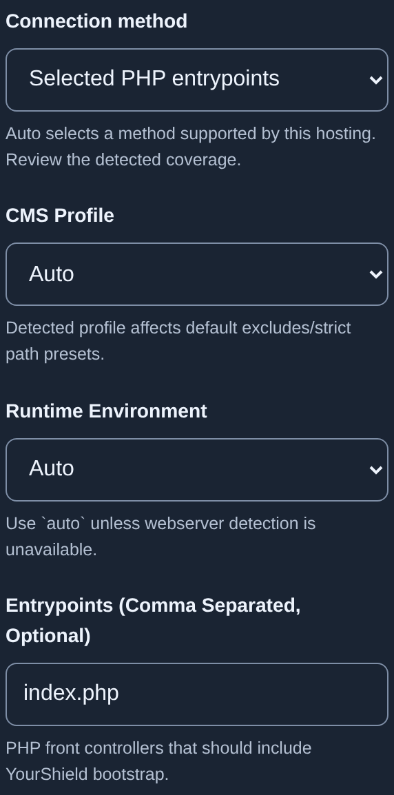 Selected PHP entrypoints and example index.php — mobile view