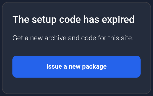 Expired code and Issue a new package button — mobile view