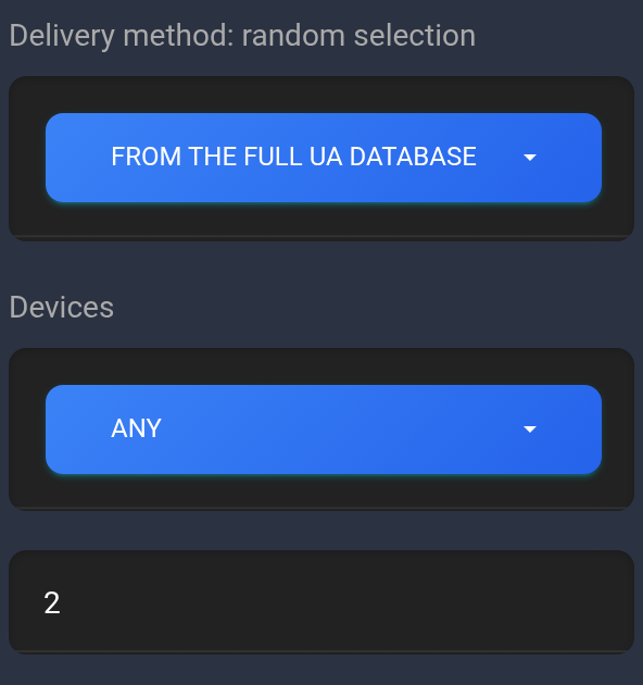 Full UA database, any device and a quantity of two strings