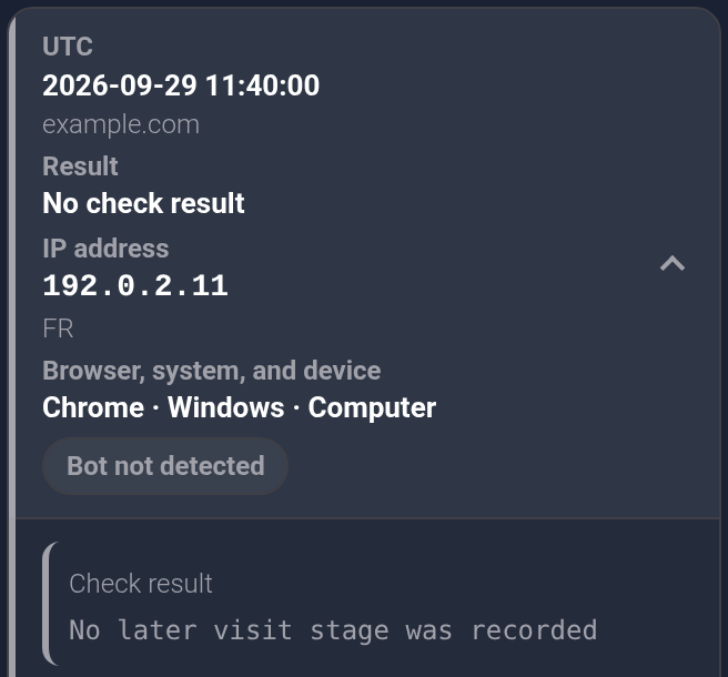 Visit history: No check result