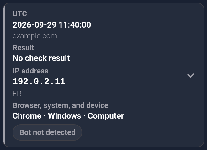 No check result alongside Bot not detected