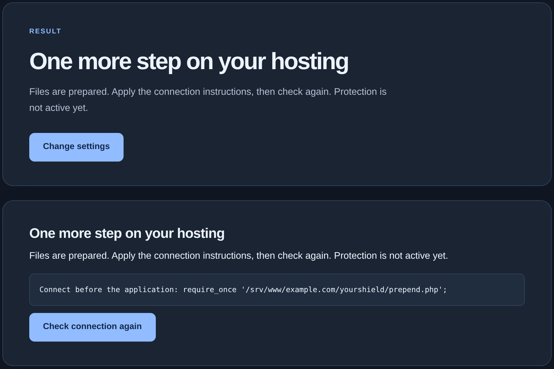 One more hosting step and Check connection again button