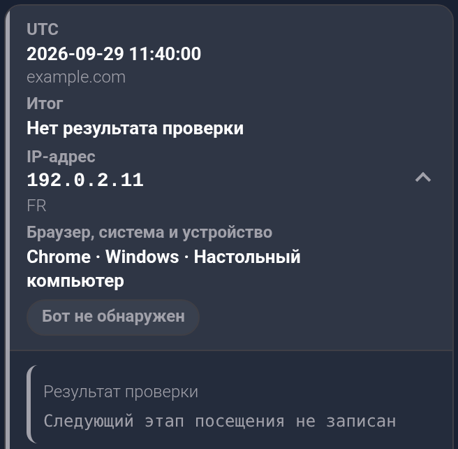 История посещений: нет результата проверки